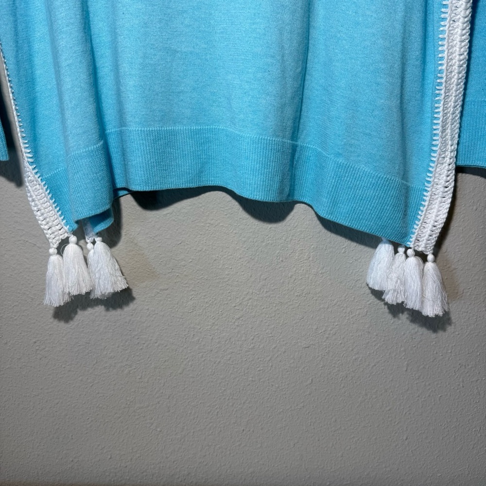 Lilly Pulitzer Damara Sweater with Crochet Sides in Heathered Bayside Blue - Picture 4 of 5